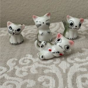 6 Brand New Miniature Ceramic Cats